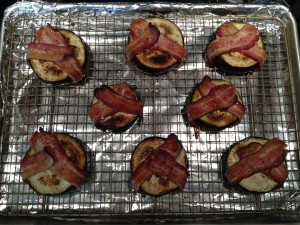 Eggplant Wrapped in Bacon -- right out of the oven!