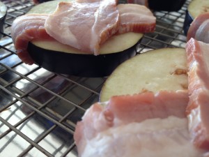 Eggplant Wrapped in Bacon -- uncooked